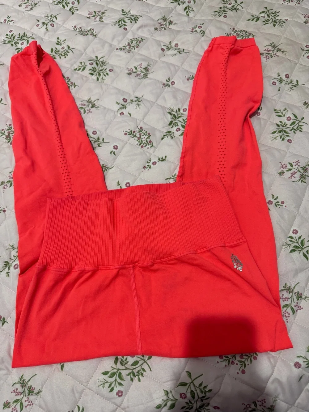 Free People Coral Ribbed High-Waist Leggings